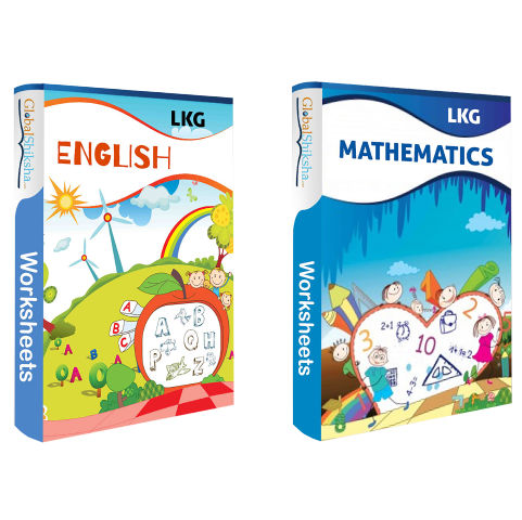 Printed Worksheets for LKG - Maths & English ( 200 work sheets + 1 parental mannual )
