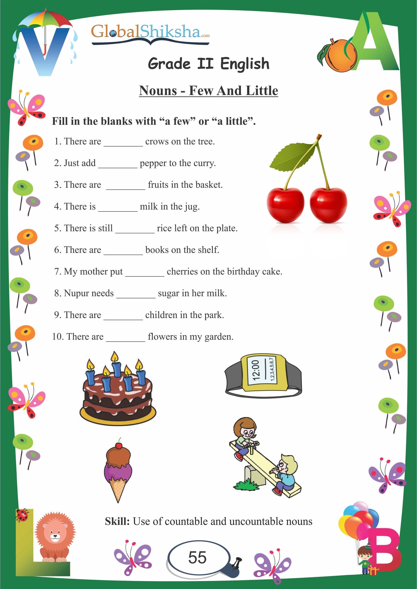 Worksheets for Class 2 - English