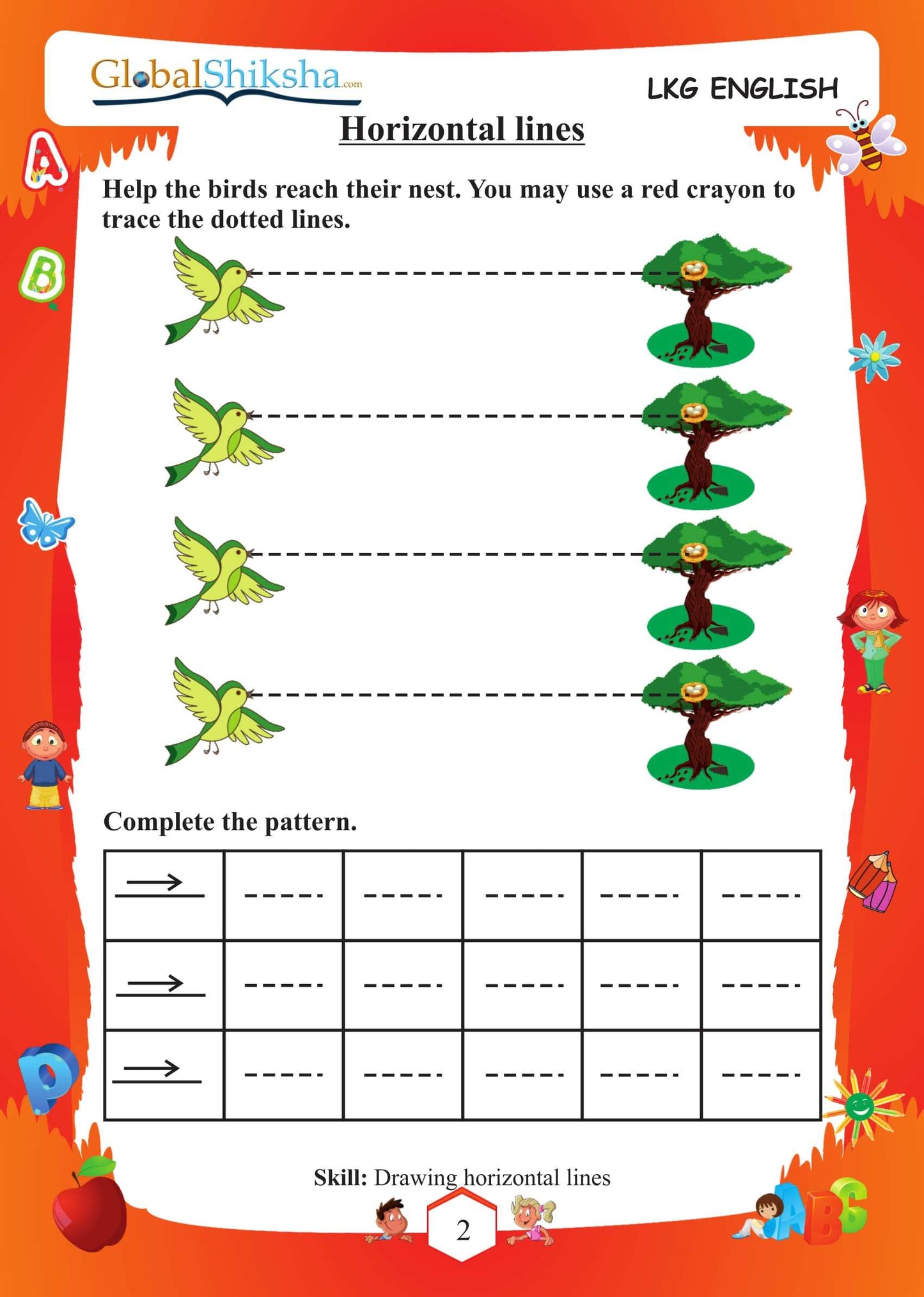 Printed Worksheets for LKG - English ( 100 work sheets + 1 parental mannual )