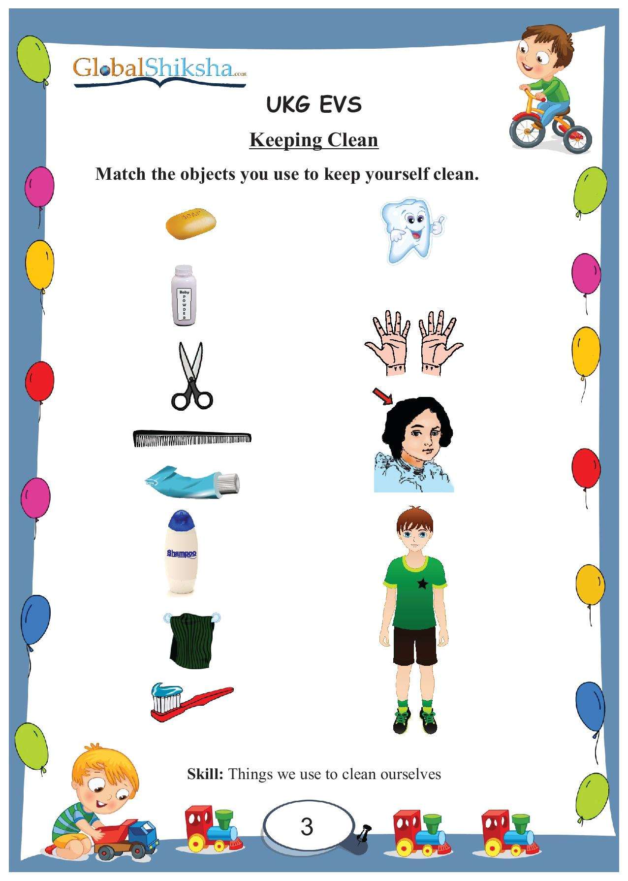 Printed Worksheets for UKG - Environmental Science (EVS) ( 80 worksheet + 1 parental manual )