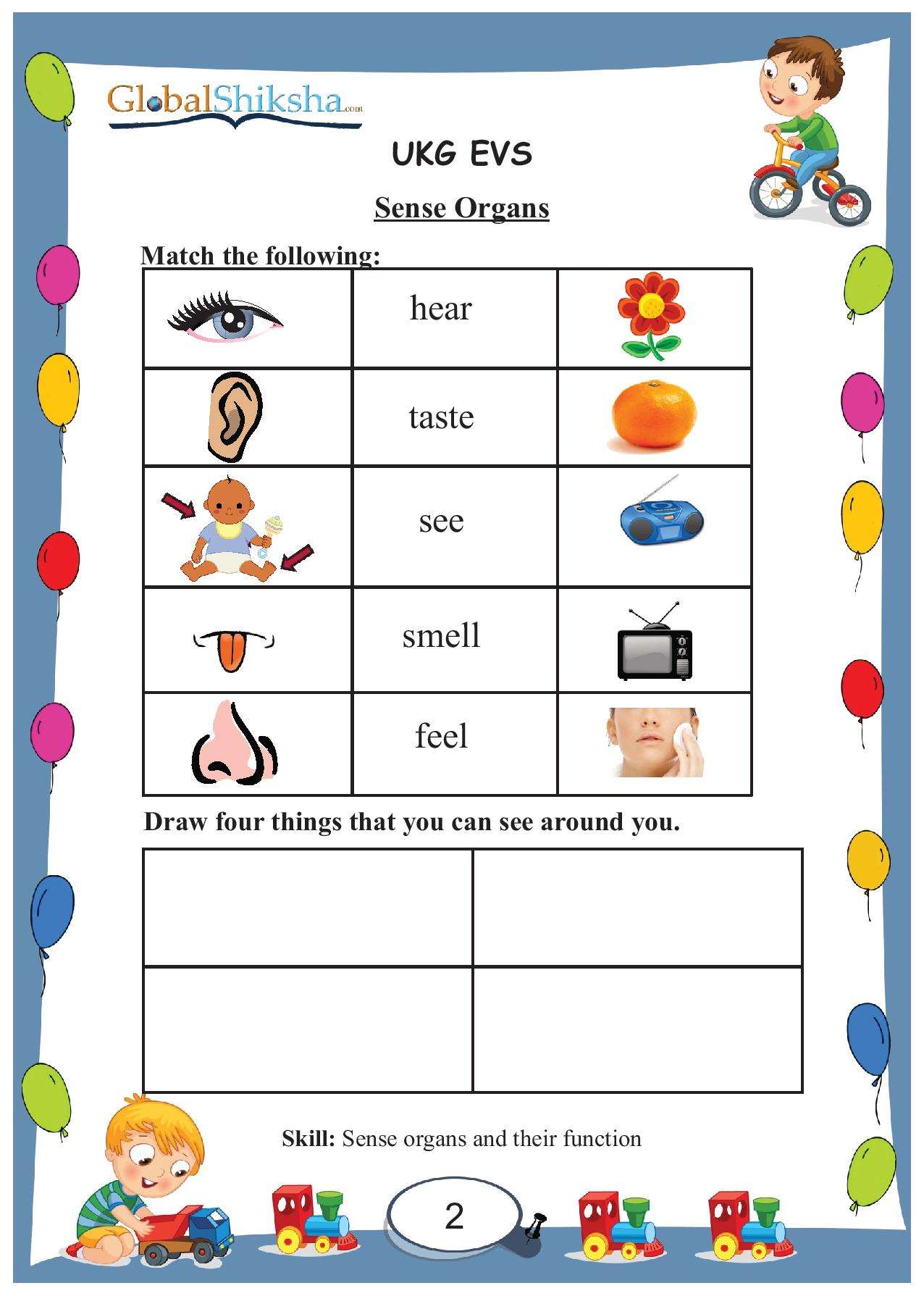 Printed Worksheets for UKG - Environmental Science (EVS) ( 80 worksheet + 1 parental manual )