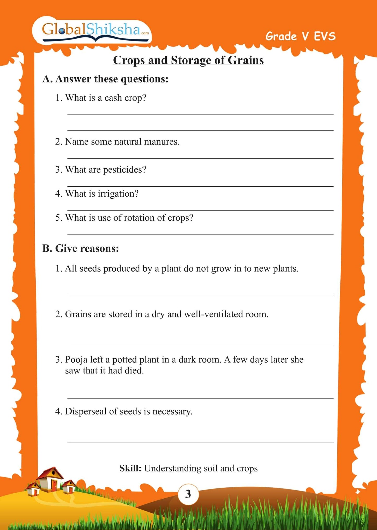 Printed Worksheets for Class 5 - Environmental Science (EVS) ( 80 worksheet + 1 parental manual )
