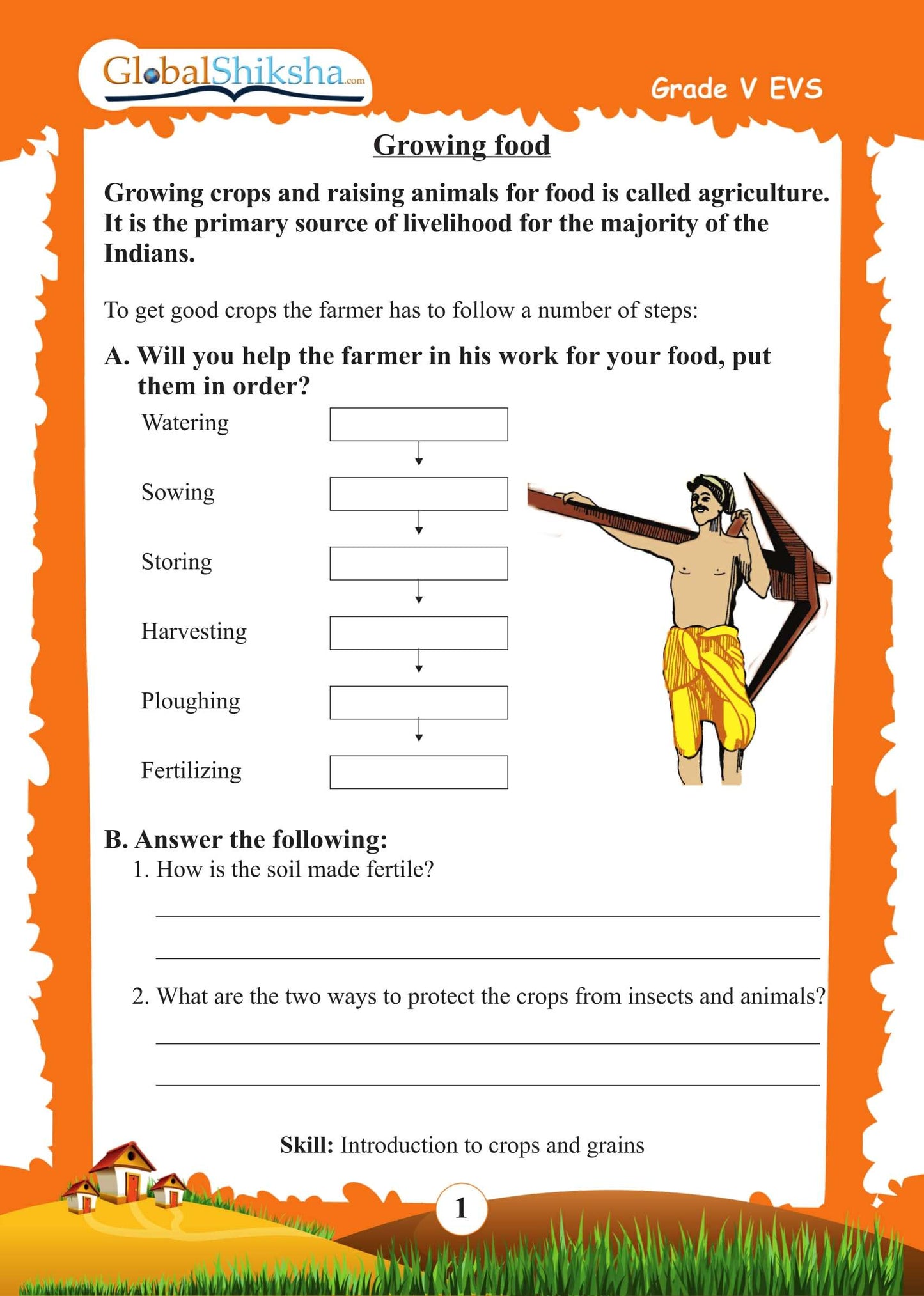 Printed Worksheets for Class 5 - Environmental Science (EVS) ( 80 worksheet + 1 parental manual )