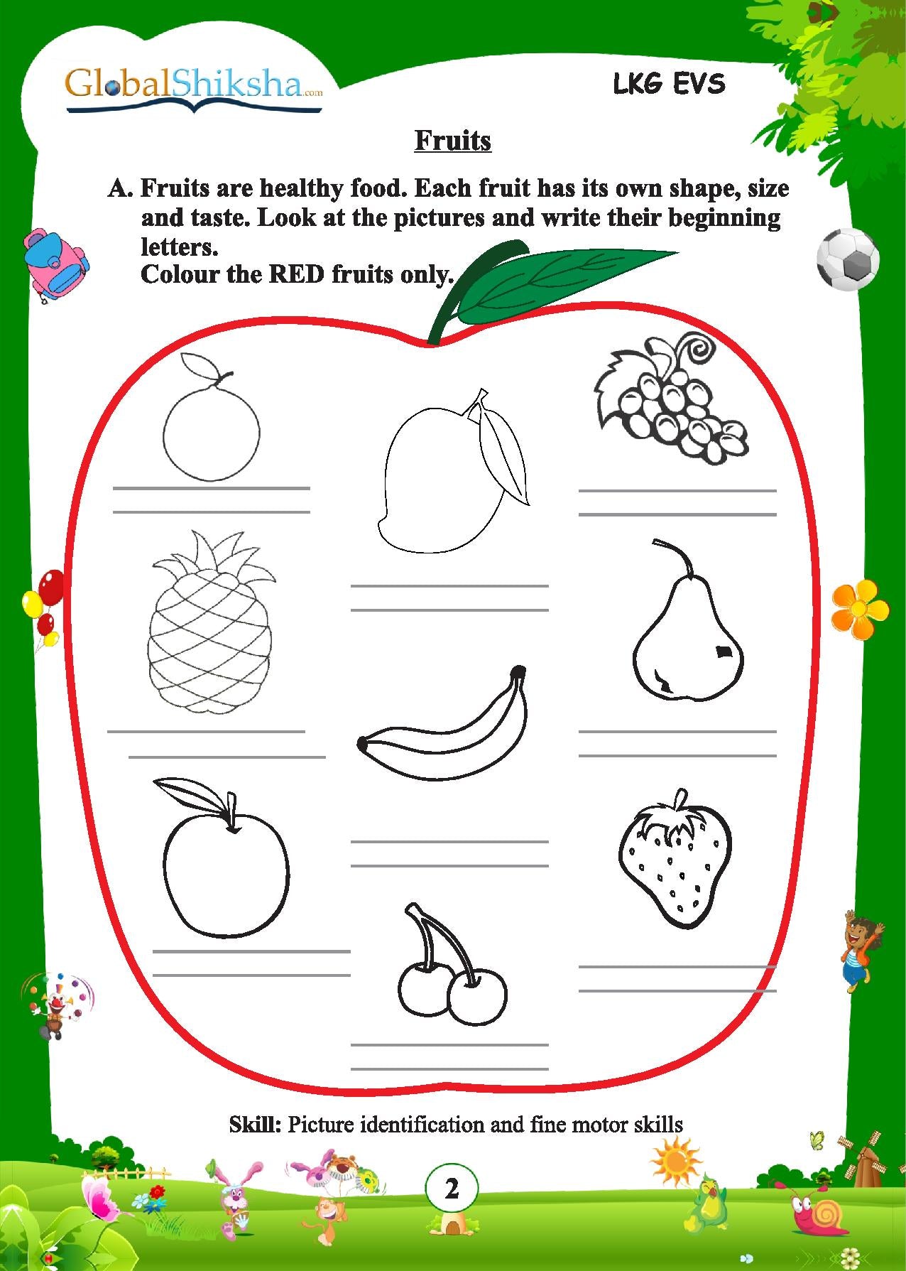 Printed Worksheets for Nursery/LKG - Maths, Environmental Science (EVS) & English ( 280 work sheets + 1 parental mannual )