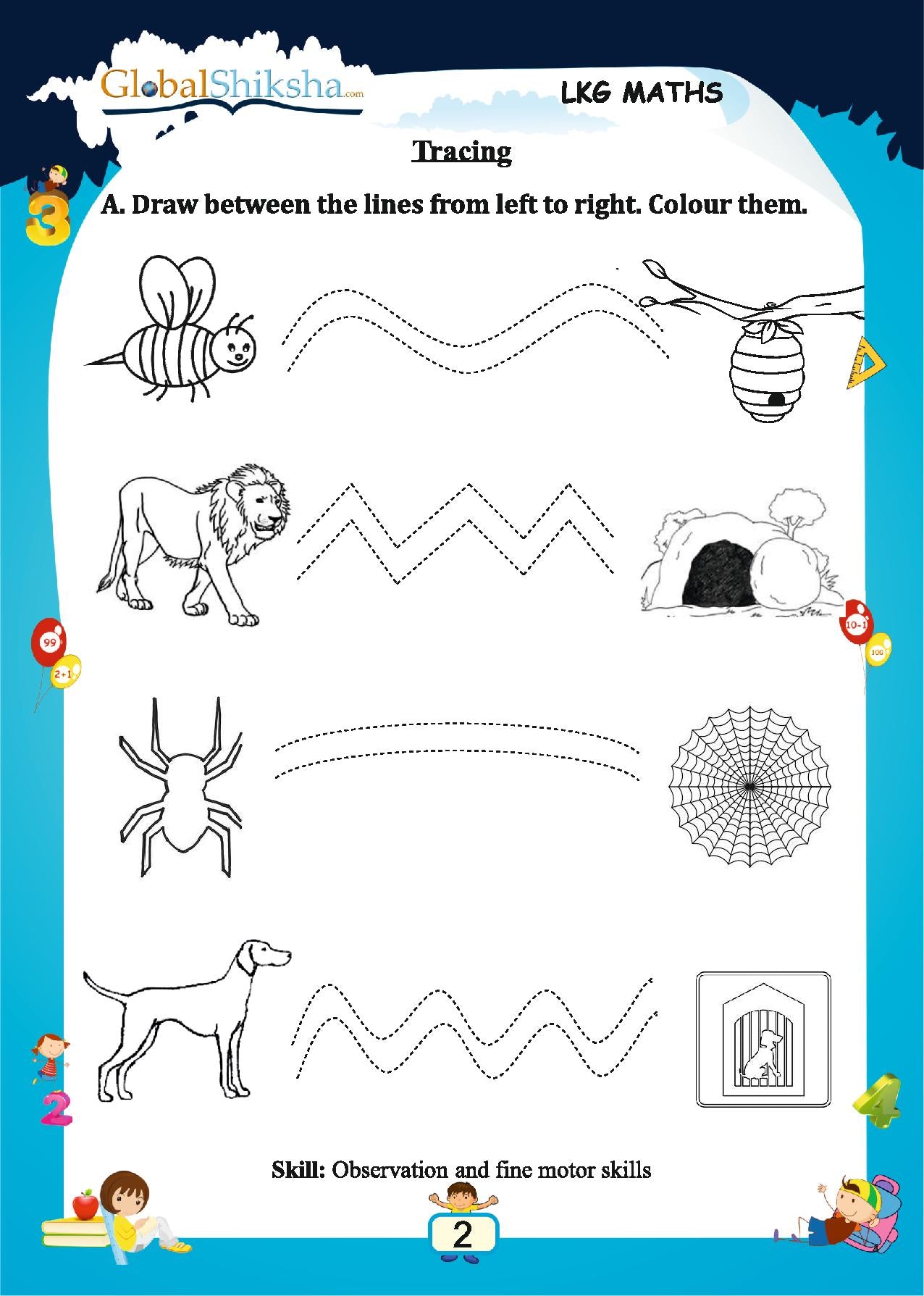 Printed Worksheets for Nursery/LKG-Maths ( 100 work sheets + 1 parental mannual )
