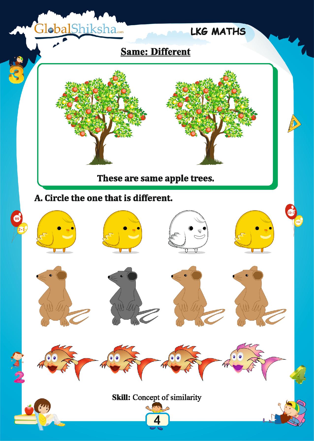 Printed Worksheets for Nursery/LKG - Maths & English ( 200 work sheets + 1 parental mannual )