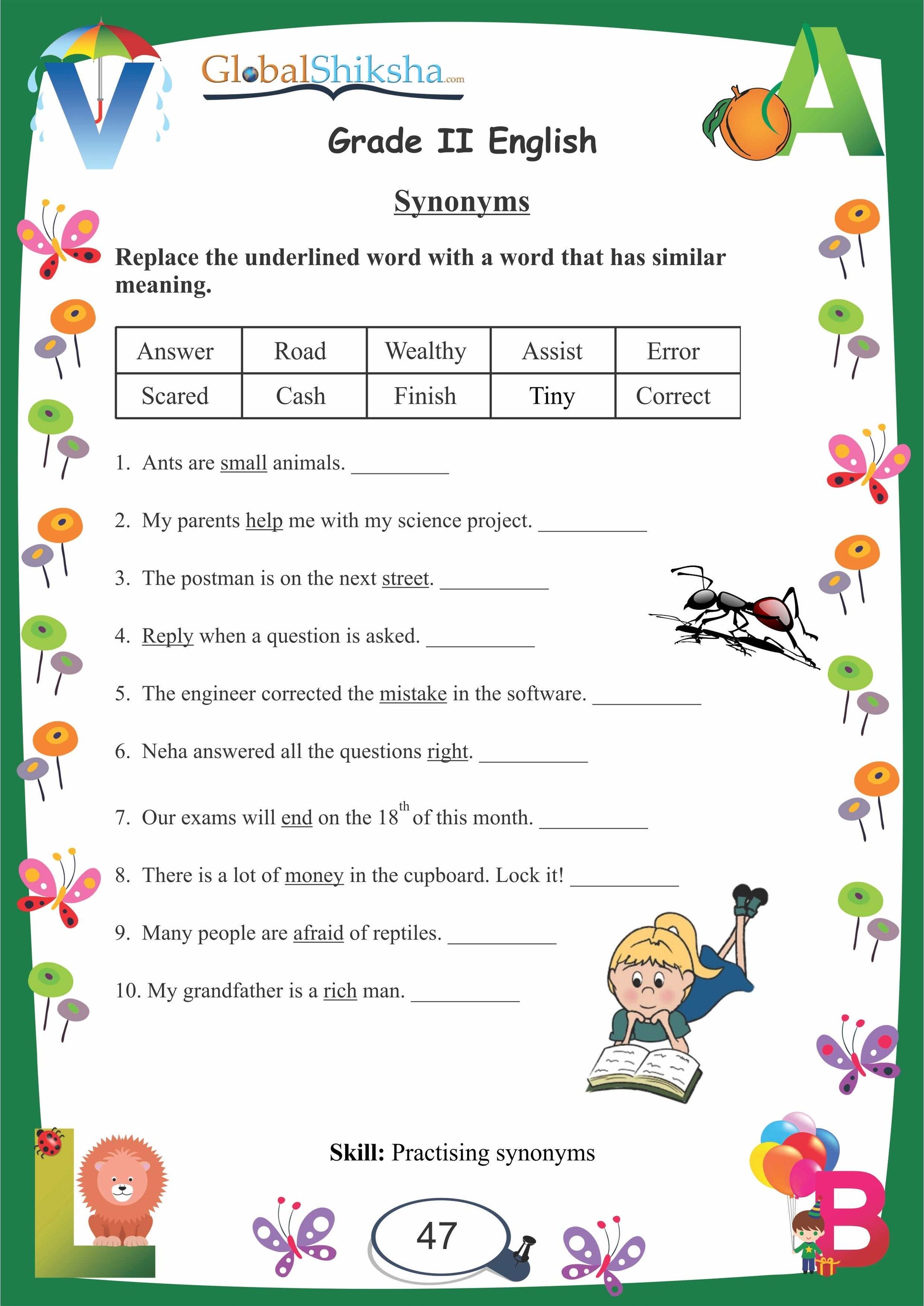 Worksheets for Class 2 - English