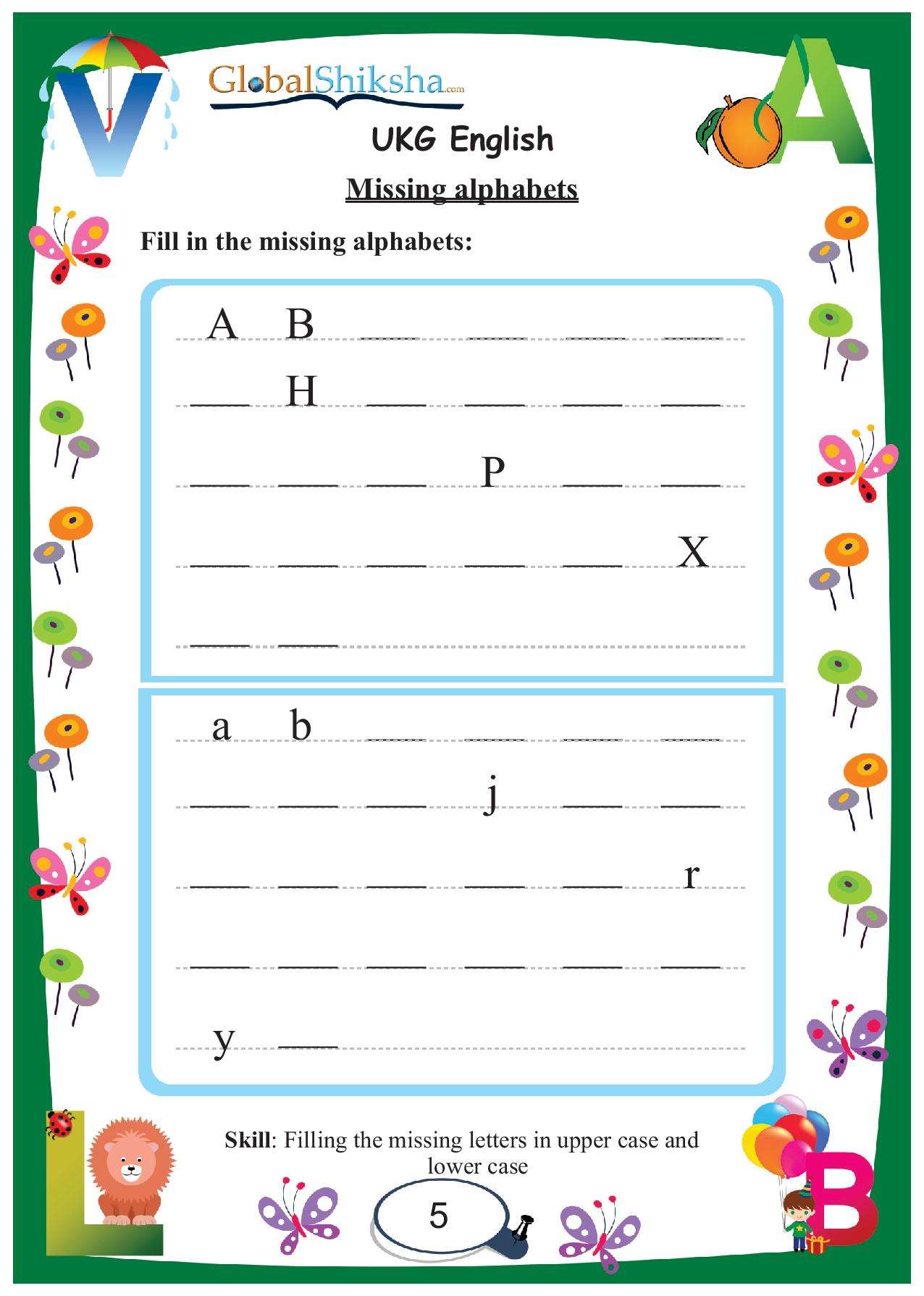Printed Worksheets for UKG - English   ( 100 worksheet + 1 parental manual )